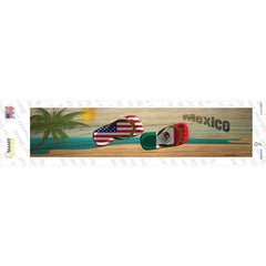 Mexico Flag and US Flag Flip Flop Novelty Narrow Sticker Decal Small