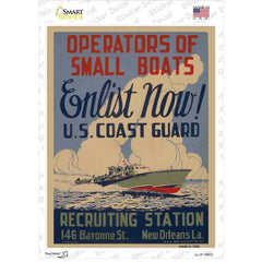 Enlist Now Coast Guard Vintage Poster Novelty Rectangle Sticker Decal Small