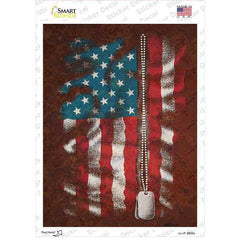American Flag With Dog Tags Novelty Rectangle Sticker Decal Small