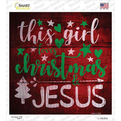 This Girl Loves Christmas Novelty Square Sticker Decal Small