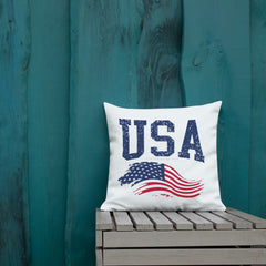 USA and Flag Premium Pillow