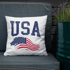 USA and Flag Premium Pillow