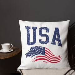 USA and Flag Premium Pillow