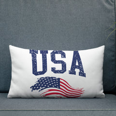 USA and Flag Premium Pillow