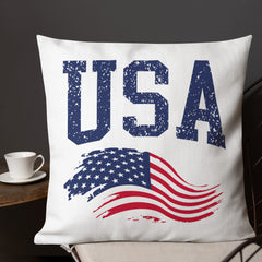 USA and Flag Premium Pillow