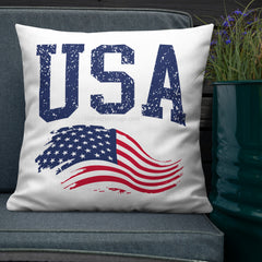 USA and Flag Premium Pillow