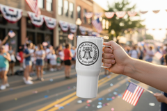 America 250 Travel Mug Lifestyle Shot
