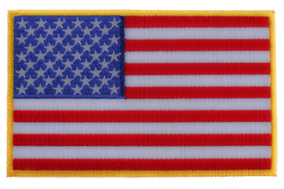 American Flag Patch with Yellow Borders - 5x3 inch