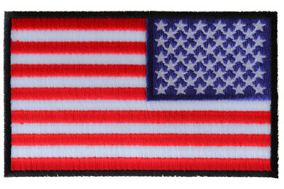 Reversed US Flag Patch 4 Inch Black Border - 4x2.5 inch