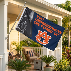 Auburn Tigers Darth Vader flag on a porch flagpole at a coastal Florida home