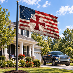 Betsy Ross Crusader Flag - Ground Pole Lifestyle