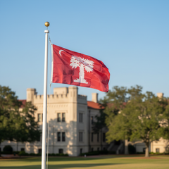 Citadel Big Red flag flying over The Citadel campus