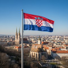 Croatia Flag over Zagreb