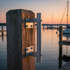 Dock Mount Vertical Holder on Wood Dock