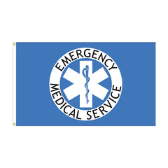 EMS 3x5 single-sided grommet flag, light blue field with Emergency Medical Service emblem – flat artwork