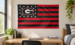Georgia Bulldogs Stars & Stripes flag displayed indoors — lifestyle visualization