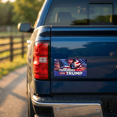 Truckers for Trump removable magnet displayed on a pickup truck tailgate