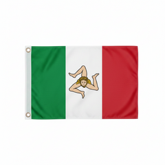 Flag with green, white, and red colors featuring a central emblem on a white background