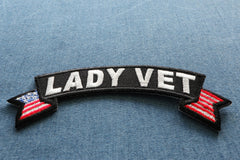 Lady Vet Small Flag Rocker Patch - 4x1.5 inch