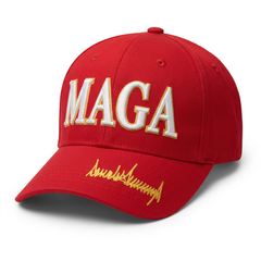 MAGA signature cap studio product shot on white