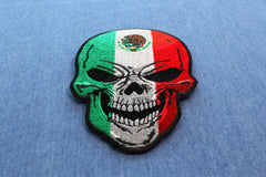 Mexican Flag Skull Patch - 3x4.3 inch