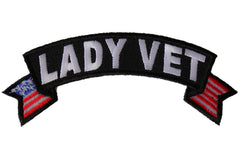 Lady Vet Small Flag Rocker Patch - 4x1.5 inch