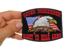 Never Surrender Right To Bear Arms 2nd Amendment Black Patch - 4x3.25 inch