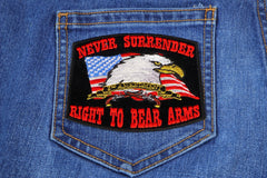 Never Surrender Right To Bear Arms 2nd Amendment Black Patch - 4x3.25 inch