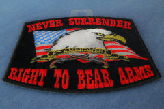 Never Surrender Right To Bear Arms 2nd Amendment Black Patch - 4x3.25 inch