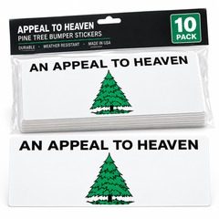 Package of 10 Appeal to Heaven bumper stickers with one shown clearly