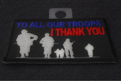 To All Our Troops I Thank You Patriotic Iron on Patch Rectangular - 3.5x2 inch