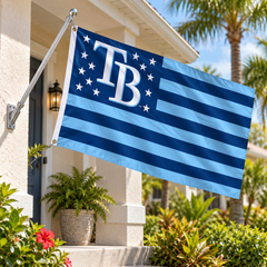 Tampa Bay Rays Patriotic Flag – Deluxe 3×5 — AI lifestyle illustration, Florida porch display; pole and hardware sold separately