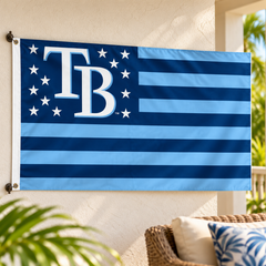 Tampa Bay Rays Patriotic Flag – Deluxe 3×5 — AI lifestyle illustration, wall display; hardware sold separately