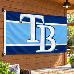 Tampa Bay Rays Horizontal Stripe Flag – Deluxe 3×5 — AI lifestyle illustration, wall display; hardware sold separately