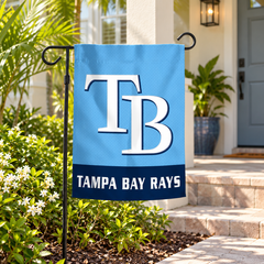 Tampa Bay Rays Appliqué Garden Flag - 12.5x18 in. Economical — AI lifestyle illustration, Florida porch display; pole and hardware sold separately