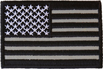 Black White and Reflective US Flag Patch - 3x2 inch
