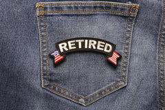 Retired Small Rocker Patch With American Flag Tips - 4x1.5 inch