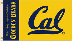 Flag with 'University of California Berkeley Golden Bears' and 'Cal' logo on a yellow background