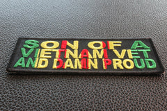 Son Of A Vietnam Vet and Damn Proud Patriotic Iron on Patch - 4x1.5 inch