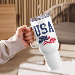 USA Flag Travel Mug with Handle - 25 oz & 40 oz
