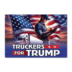 Truckers for Trump magnet on a square white background