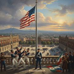 US Forces Raising the 29-Star Flag over Mexico City, 1847
