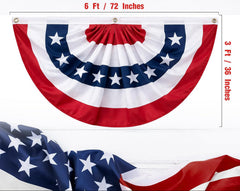 USA Fan Flag 3x6 ft American Flag Bunting Polyester BOGO