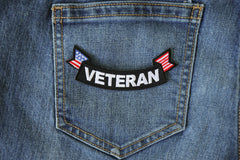 Veteran Back Patch with American Flag - 4x1.5 inch