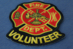 Volunteer Fire Department 3x3.5 inch embroidered patch - angled view