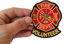 Volunteer Fire Department 3x3.5 inch embroidered patch - hand view
