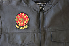 Volunteer Fire Department 3x3.5 inch embroidered patch - vest view