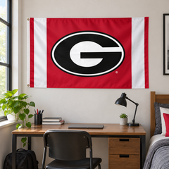 Georgia Vertical Stripes flag displayed indoors — lifestyle visualization