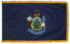 Maine State Flag - Outdoor - Pole Hem with Optional Fringe- Nylon Made in USA.