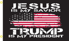 Jesus is my Savior Trump is my President Flag - Rough Tex.